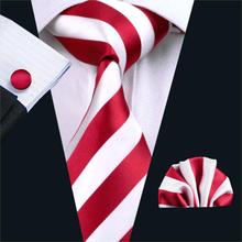 FA-242 Men`s Tie Red Stripe Silk Jacquard Woven Classic Tie Hanky Cufflinks Set For Men Business Wedding Party Free Shipping 2024 - buy cheap