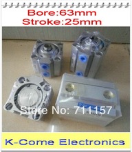 Пневматический цилиндр SDA 63*25, диаметр отверстия 63 мм, ход 25 мм, компактный воздушный цилиндр двойного действия, Тип Airtac, SDA 63-25 63x25, алюминиевый сплав 2024 - купить недорого