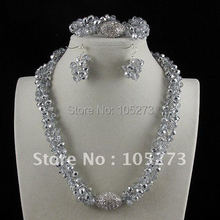 Charming!Nice Silvers Gray Color Crystal Beads Necklace Bracelet Earring Jewelry Set AA 6X8MM Magnet Clasp Wholesale A2655 2024 - buy cheap