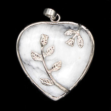 Na moda-grânulos romântico banhado a prata amor coração com flor branco turquesa pingente para aniversário jóias 2024 - compre barato