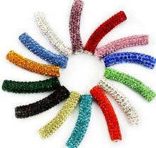 10 pcs/lot 10*45cm mixed white multicolor disco pave diy loose w6453 bracelet necklace tube Crystal  beads long bending 2024 - buy cheap