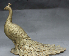 Bronze decoração de bronze puro bom valor sorte antiga china bronze auspicioso peahen pavão peaowl pássaro estátua escultura 2024 - compre barato