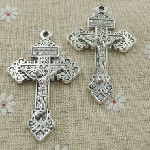 30 peças pingentes de cruz tibetana de prata 56x34mm #564 2024 - compre barato