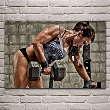 Крутой женский бодибилдинг, тренировочные мышцы, мощный Фитнес, спорт, гостиная, домашний настенный художественный декор, тканевый постер с деревянной рамкой EX346 2024 - купить недорого