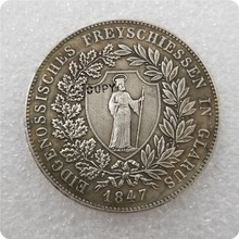 1847 Suíça 40 Batzen Tiro Festival COPIAR moedas comemorativas-moedas réplica medalha moedas colecionáveis 2024 - compre barato