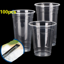 Taza desechable para té de la leche, vaso de plástico para bebidas y zumos, Copa gruesa de plástico transparente 390/450/500/600/680ml, 100 unids/lote 2024 - compra barato