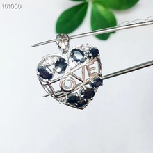 Love Heart Sapphire pendant Free shipping Natural and Real sapphire 925 sterling silver pendant 2024 - buy cheap