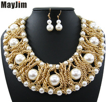 New Women 2019 Statement Necklaces Noble female Short gold Chains of Multilayer Big Pearl Necklace & Pendant Jewelry Accessories 2024 - buy cheap