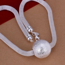 Free shipping wholesale for women's silver plated necklace 925 fashion Silver jewelry Chain big ball Necklace SN182 2024 - buy cheap