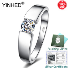 Send Certificate ! YINHED 100% 925 Sterling Silver Wedding Rings for Men and Women 5mm Round CZ Diamond Solitaire Ring ZR550 2024 - buy cheap
