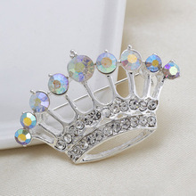 DIEZI Fashion Women Korean Crystal Crown Silver Color Rhinestone Brooches For Women Wedding Brooches Pins New Luxury Broooch 2024 - buy cheap