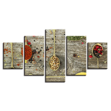 Wall Picture home decor Canvas painting Wall art print 5 panels Food spice spoon Grain canvas painting home decor Pictures print 2024 - buy cheap