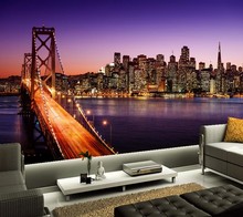 Custom large mural,Skyscrapers Bridges Rivers Houses Night city modern wallpaper design,living room tv wall bedroom wallpaper 2024 - buy cheap