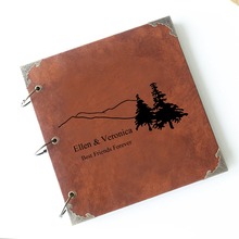 Mountain and Trees  Leather Photo Album/ Personalized wedding Album with couple name/Wedding Guestbook/ our adventure guest book 2024 - buy cheap