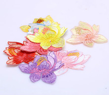 5 Piece/ lot 3D multicolor  patch lace fabric peony applique embroidered flowers  clothes diy accessories 8.2CM Wide. 2024 - buy cheap