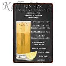 [ Kelly66 ] Cin Fizz Cocktail Metal Sign Tin Poster Home Decor Bar Wall Art Painting 20*30 CM Size y-1812 2024 - buy cheap