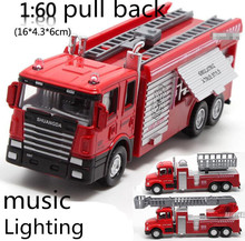Free shipping ! 1 : 60 alloy pull back Sound and light Fire engine toy model,Classic Toys,Children's educational toys 2024 - buy cheap