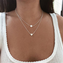 Trendy Simulated Pearl Heart Choker Necklace for Woman Gold Sliver Color Collar Layered Charms Necklace Statement Jewelry 2024 - buy cheap