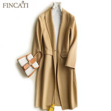 Women's Overcoat 2018 High-End Autumn Winter 100% Wool Hand-Made Edge Turn-Down Collar Soft Long Coat Outwear Clothing 2024 - buy cheap