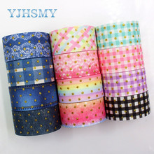 YJHSMY G-18808-866 25 mm 10 yards golden glitter printed grosgrain ribbon DIY headdress wedding gift packaging material 2024 - buy cheap