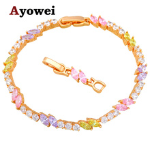 Ayowei Color Crystal & AAA Cubic zirconia amarillo oro Color pulseras para mujeres fiesta joyería de moda TB1142A 2024 - compra barato