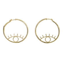 Pendientes geométricos de ojo malvado para niña, aretes grandes redondos de color dorado, micro pavé de CZ, banda elegante de ojo malvado 2024 - compra barato