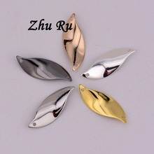 ZHU RU 20pcs/lot 21.3*7.8mm Charms Double hole twisted leaf leaves pendant Pendants Making DIY Handmade Blade fan shape Jewelry 2024 - buy cheap