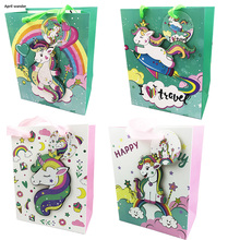 4 unids/lote de bolsos de fiesta de unicornio brillante, bolsas de papel para regalo de boda, suministros para fiestas de cumpleaños, recuerdos de fiesta de gran evento 2024 - compra barato