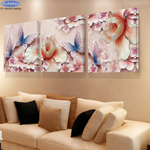 Triptych Painting Diamond Embroidery Full square 5D DIY Diamond Painting abstract flower Cross Stitch Rhinestones Painting 2024 - buy cheap