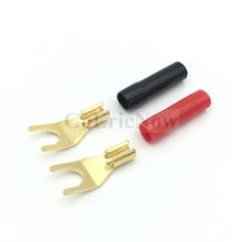 10 pçs banhado a ouro solderless falante banana spade plug 2024 - compre barato