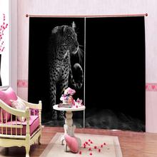 Custom any size photo  European 3D Blackout Curtains For Living room Bedding room black tiger curtains 2024 - buy cheap