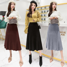 TingYiLi Winter Warm Knitted Skirt High Waist A Line Women Skirt Black Gray Coffee Khaki Long Skirt Female 2024 - buy cheap