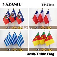 YAZANIE 14*21cm Haiti Chile Flag Desk Set Greek Custom Table Flags and Banners Cameroon Woven Polyester World Country Hand Flag 2024 - buy cheap