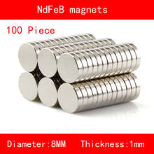 100PCS diameter 8mm Thickness 1mm n35 Rare Earth strong NdFeB Neodymium Magnet 2024 - buy cheap