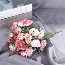 21 голов элегантные красивые европейские искусственные розы Имитация шелковые цветы букет для домашней вечеринки свадебные декоративные цветы 2024 - купить недорого