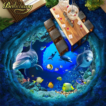 Пользовательские подводный мир наклейка с дельфинами обои 3D ванная комната Гостиная самоклеящаяся Водонепроницаемая настенная бумага 2024 - купить недорого