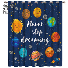 Cartoon Planet Pattern Room Curtains Large Window Bedroom Curtains Kitchen Fabric Indoor Decor Swag Window Treatm 2024 - buy cheap