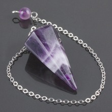 SUNYIK Natural Purple Crystal Pyramid Faceted Pendulum Reiki Healing Chakra Point Dowsing Metaphysical 2024 - buy cheap