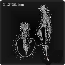 2pc/lot Beauty and dog strass iron patches hot fix rhinestone motif designs iron on crystal transfers design sticker for shirt 2024 - buy cheap