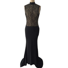 Winter Formal Long Dresses 2017 Robe De Soiree Elegant Turtleneck Black Lace Dress Sexy Backless Mermaid Maxi Dress Vestidos 2024 - buy cheap