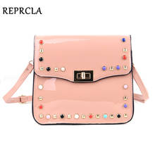 REPRCLA Fashion Candy Color Women Bags High Quality Patent Leather Shoulder Bag Rivet Flap Women Messenger Bags Handbag 2024 - buy cheap
