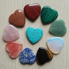 2018 Trendy high quality assorted heart natural stone charms pendants for jewelry making 35mm 10pcs/lot  Wholesale free shipping 2024 - buy cheap