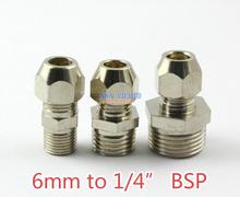 10 Pieces Brass 6mm to 1/4" BSP Compression Connector Fitting Fuel Air Gas Water Hose Connector Coupler 2024 - buy cheap