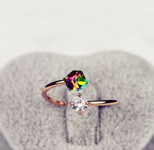 Женское Открытое кольцо с фианитом, регулируемое кольцо с кристаллами, 2019 цветов 2024 - купить недорого