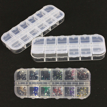 12 contas de plástico removíveis strass jóias arte em unhas ferramentas vitrine organizador de armazenamento caixa de contêiner de plástico organizador 2024 - compre barato