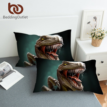 BeddingOutlet Dinosaur Pillow Case Jurassic Pillow Cover for Boys 3D Animal Pillowcase Tyrannosaurus kussensloop Drop Ship 50x75 2024 - buy cheap