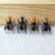 6Pcs Mix Color Micro Pave CZ zircon Insect rhinoceros beetle charm Pendant For Jewelry Findings DIY necklace making PD910 2024 - buy cheap