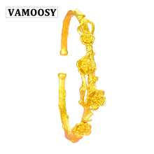 Vamoosy boho pulseiras de mão com flor de ameixa aberta 24k, feita a mão em estilo chinês para mulheres, bijuterias 2024 - compre barato