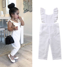 Cute Toddler Baby Girls Kids clothes Ruffle sleeveless solid cotton summer Romper backless square collar Jumpsuit one pieces 2024 - buy cheap