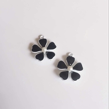 22*20MM 30Pcs/Pack Black Flower Style Imitation Pearl Alloy Glazing Jewelry Pendants Jewellery Charms 2024 - buy cheap